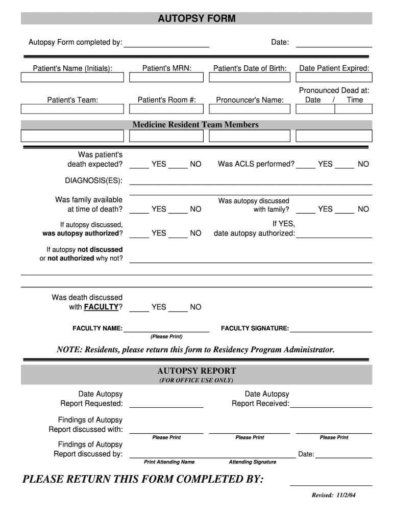 Autopsy Report Template – Fill Online, Printable, Fillable Intended For Coroner's Report Template