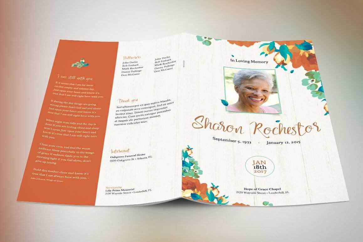 Autumn Floral Funeral Program Template In Memorial Brochure Template