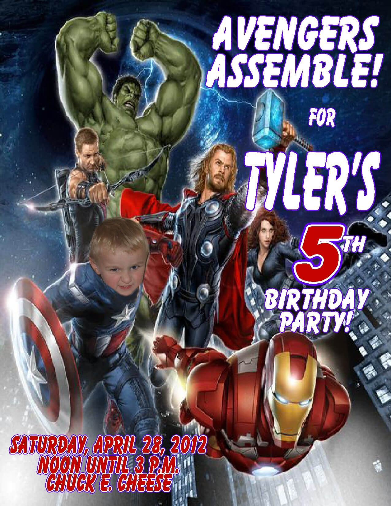 Avengers Personalized Photo Birthday Invitations 2 | Ajs Intended For Avengers Birthday Card Template