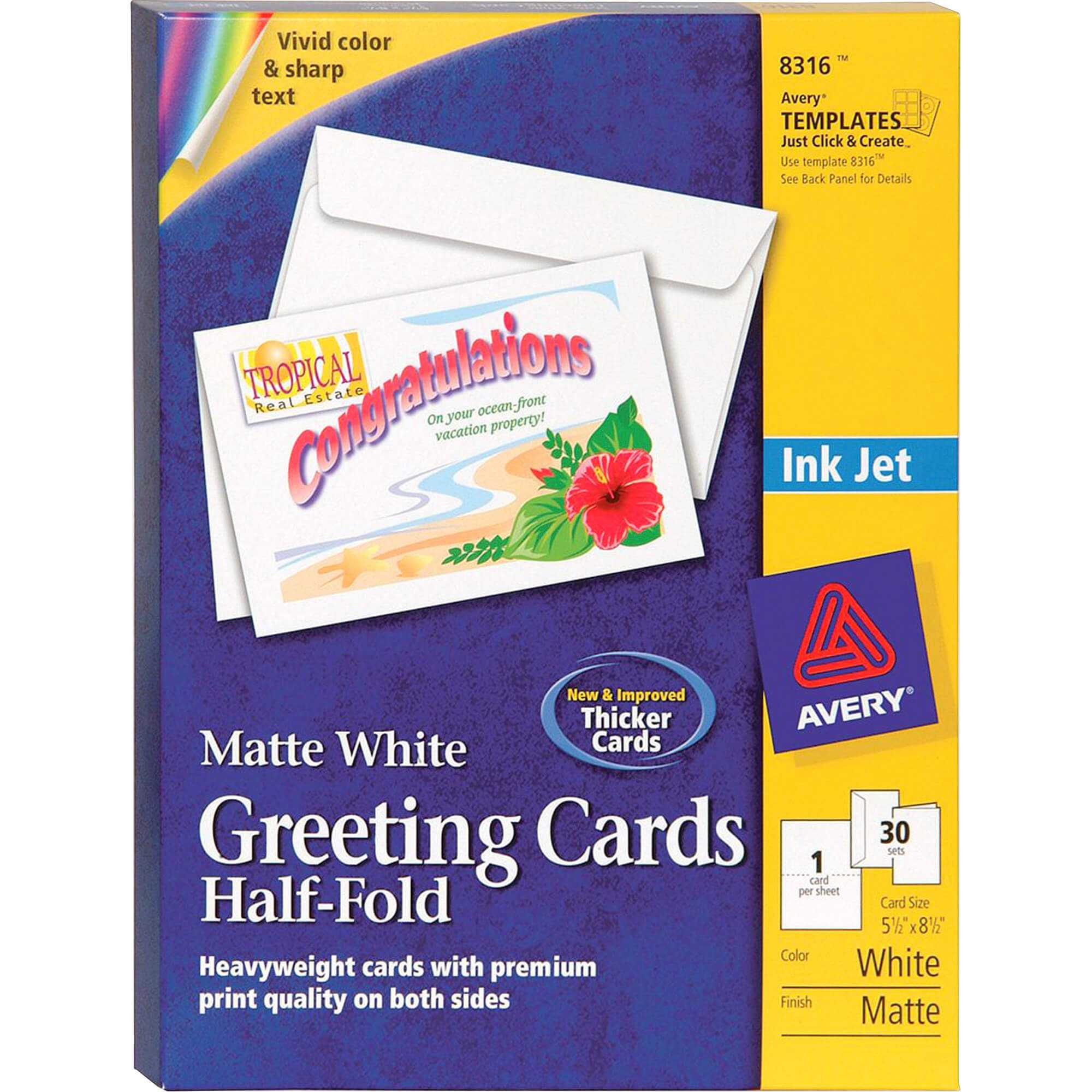 Avery® Greeting Card – 8 1/2" X 5 1/2" – Matte – 30 / Box – White Throughout Half Fold Greeting Card Template Word