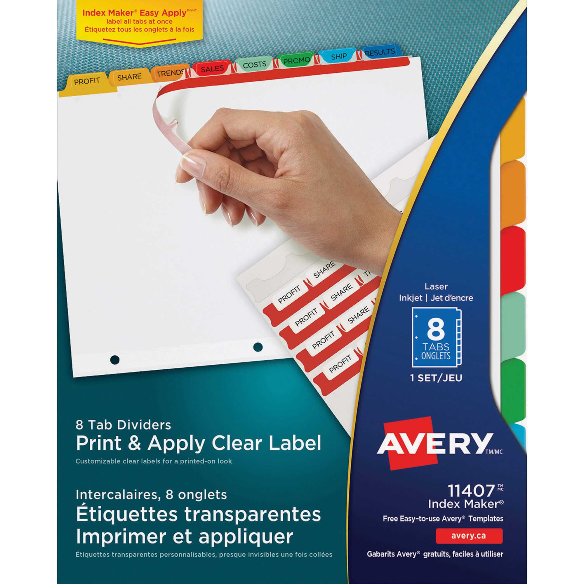 Avery® Index Maker Print & Apply Clear Label Dividers With Traditional  Color Tabs – 8 Tab(S)/set – Multicolor Divider – 8 / Set For 8 Tab Divider Template Word