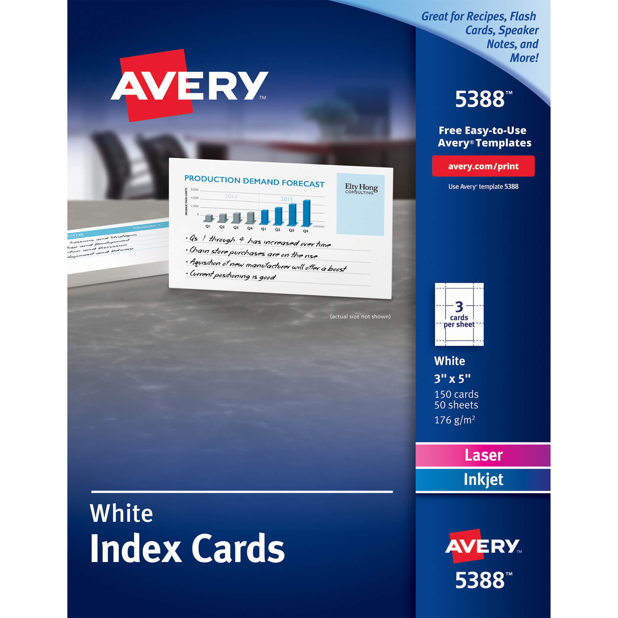 Avery® Laser, Inkjet Print Printable Index Card – A7 – 3" X 5" – 150 / Box  – White In 5 By 8 Index Card Template
