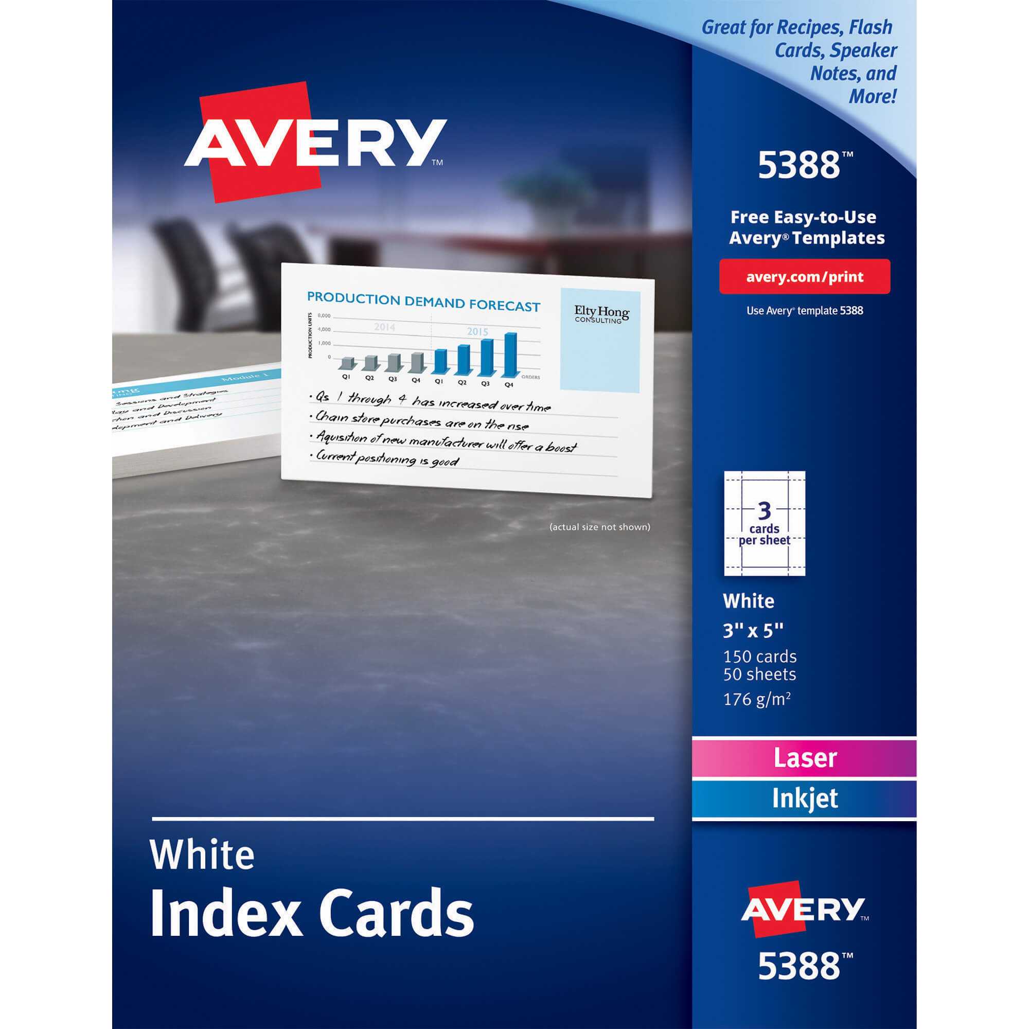 Avery® Laser, Inkjet Print Printable Index Card – A7 – 3" X 5" – 150 / Box  – White In 5 By 8 Index Card Template