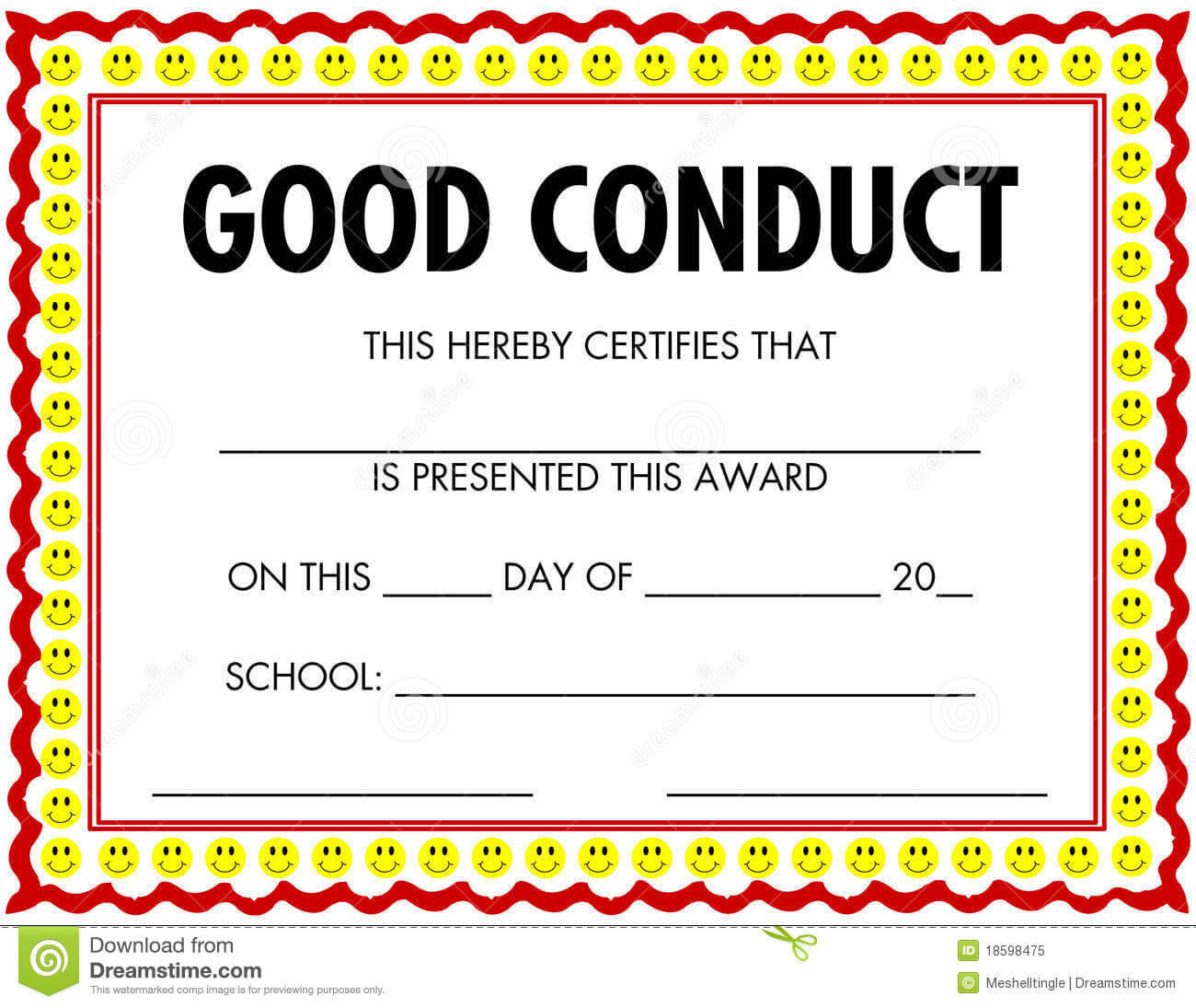 Award Certificate Good Conduct Stock Vector – Illustration With Good Conduct Certificate Template