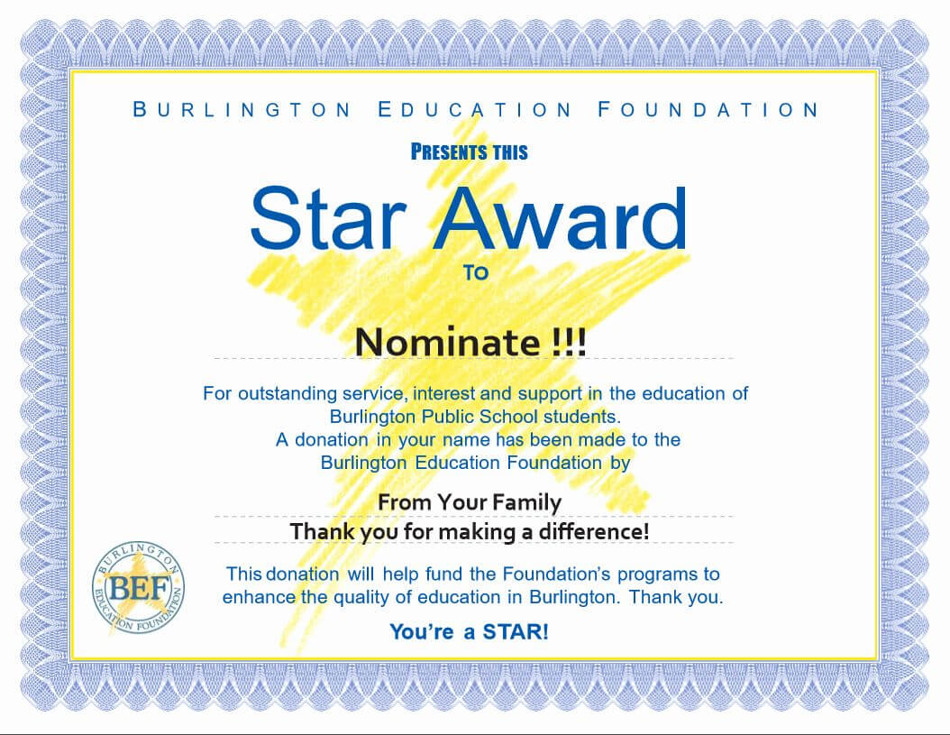 Award Certificate Template Free Fresh Star Awards Burlington In Star Award Certificate Template