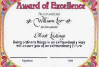 Award Certificates | Award Of Excellence Certificate Award intended for Award Of Excellence Certificate Template