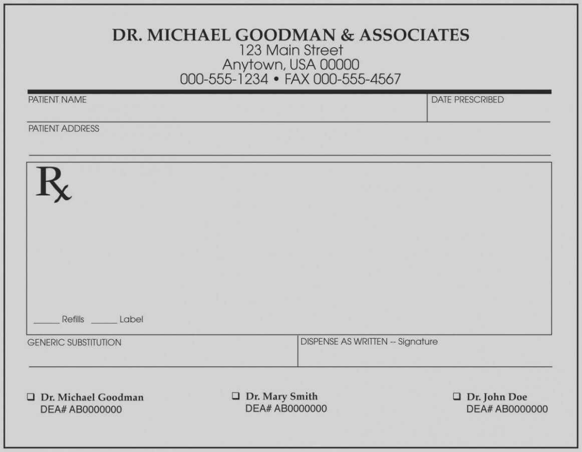 Blank Prescription Pad Template
