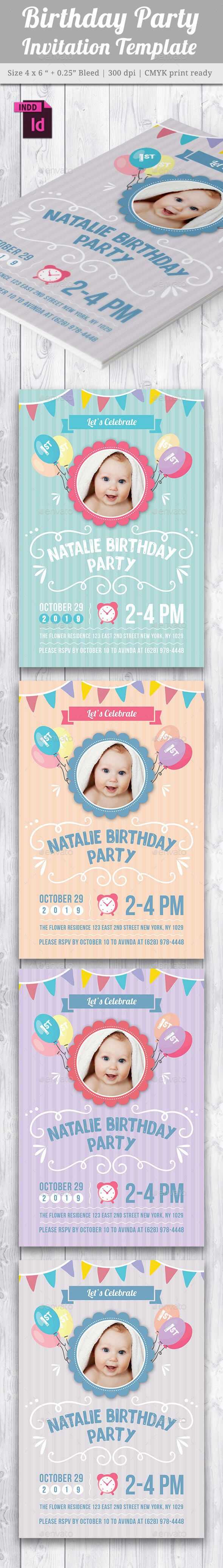 Baby Birthday Card Design Template Indesign Indd | Card For Birthday Card Template Indesign