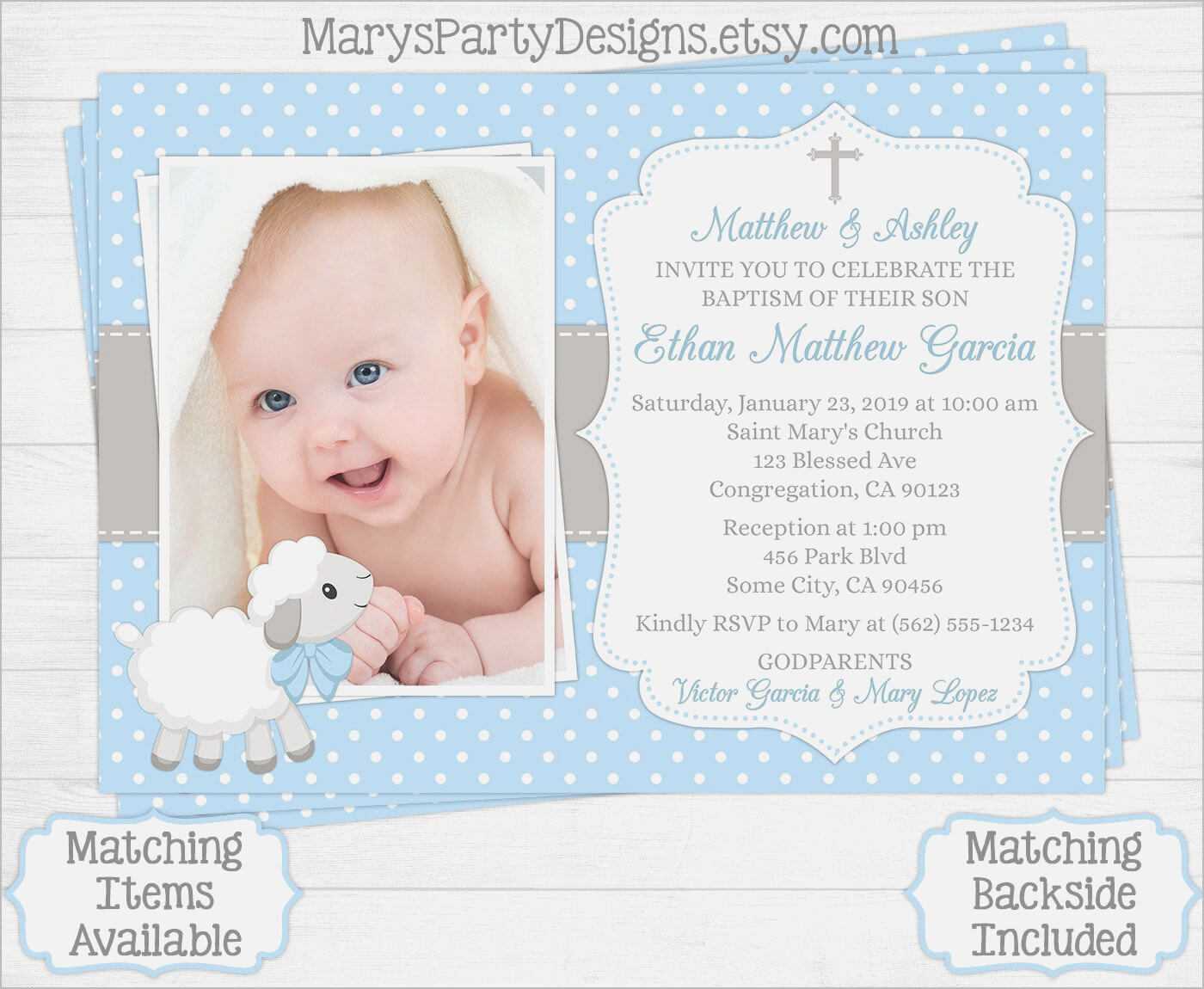 Baby Boy Baptism Invitation Card – Invitations : Template For Baptism Invitation Card Template