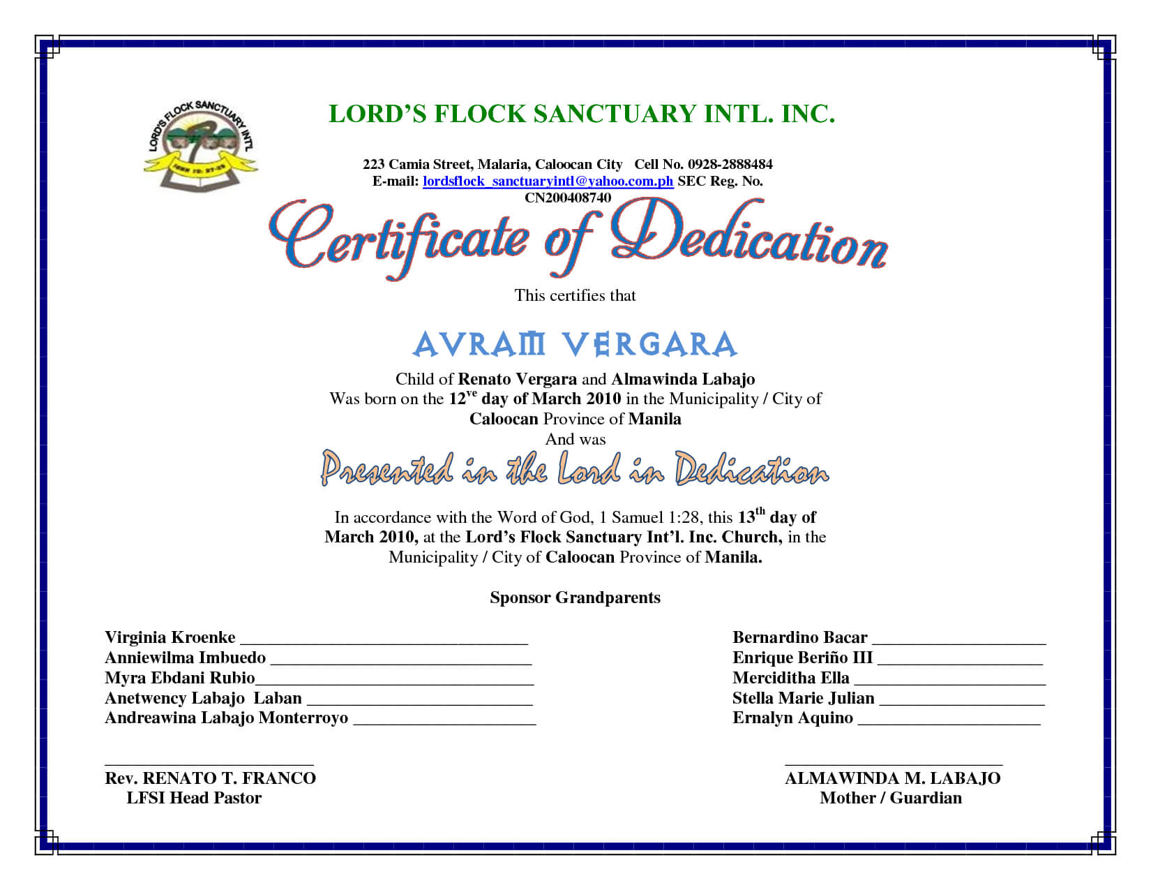 Baby Dedication Certificate Template – Atlantaauctionco In Baby Dedication Certificate Template
