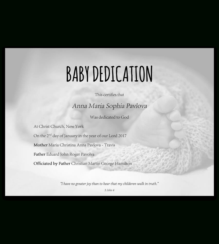 Baby Dedication Certificate Template For Word [Free In Baby Dedication Certificate Template