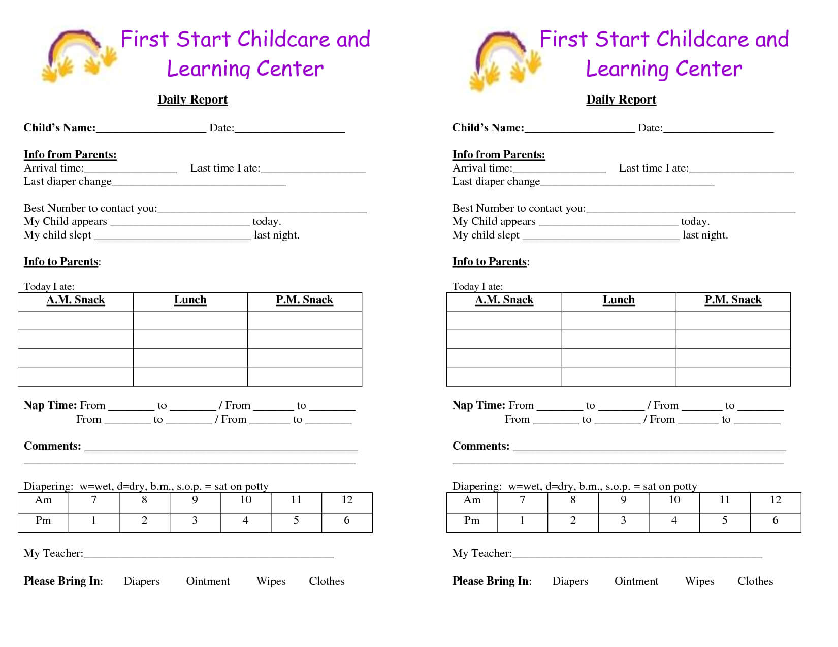 Baby Log Forms – Google Search | Daycare Forms | Infant With Regard To Daycare Infant Daily Report Template