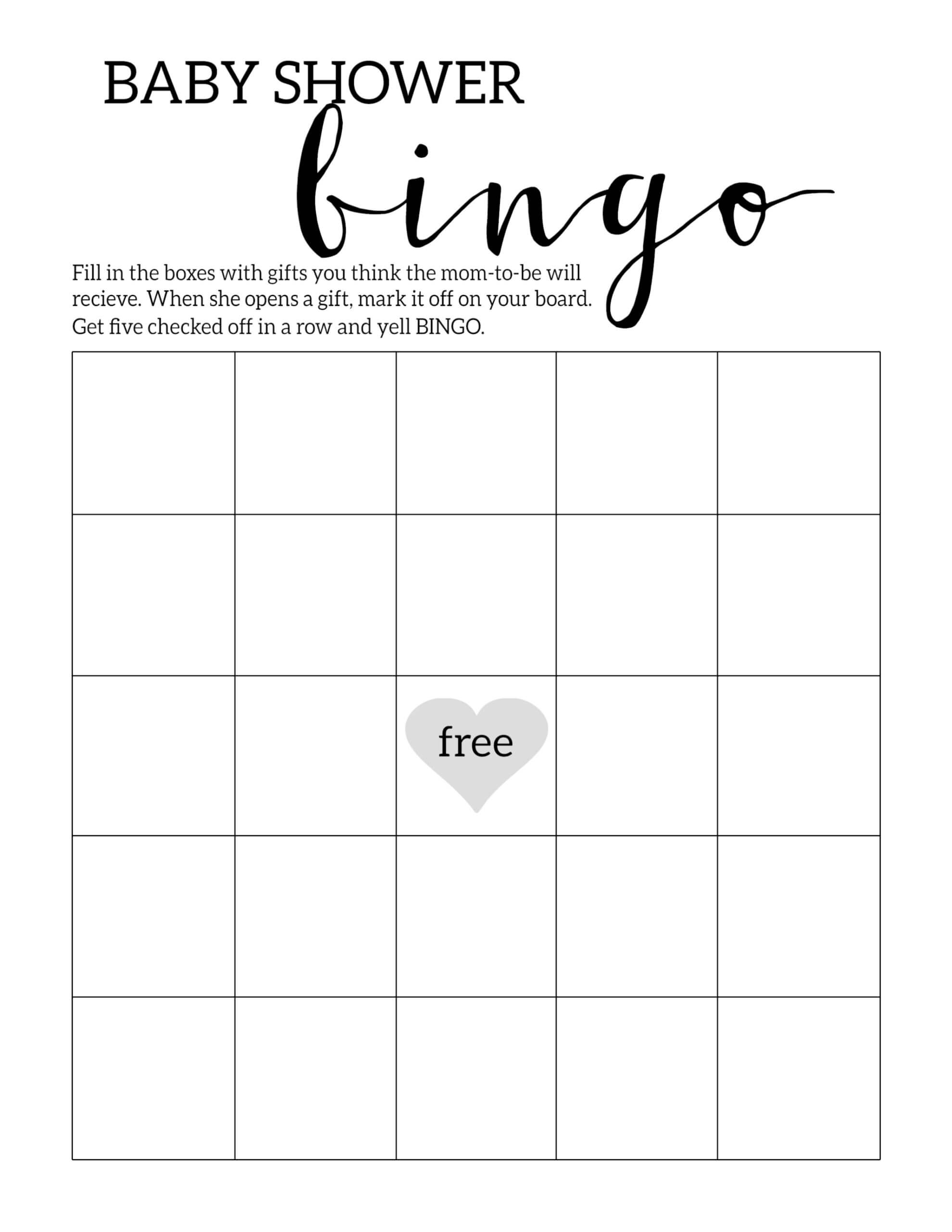 Baby Shower Bingo Printable Cards Template – Paper Trail Design With Regard To Blank Bingo Template Pdf