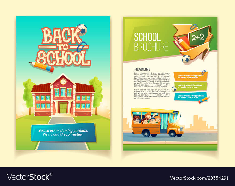 Back To School Brochure Cartoon Template With School Brochure Design Templates