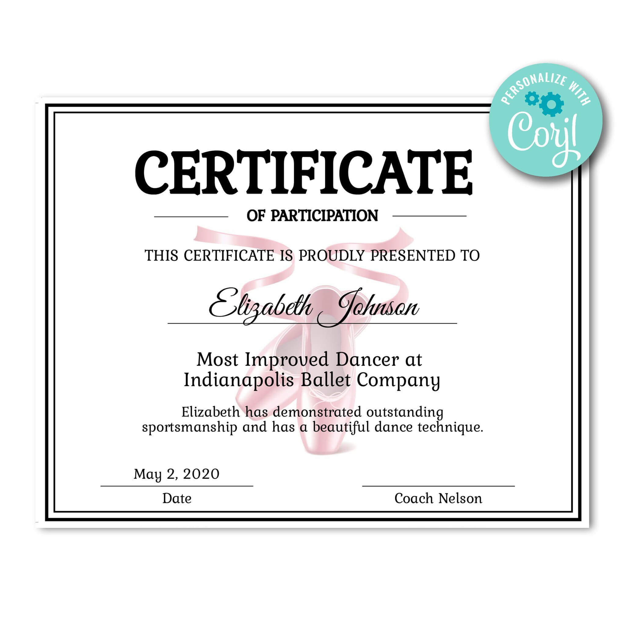 Ballet Certificate | Certificates | Printable Award Inside Dance Certificate Template