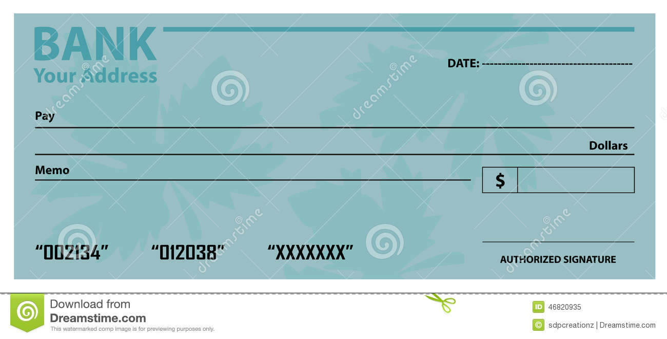 Bank Check / Cheque Template Stock Vector – Illustration Of With Large Blank Cheque Template