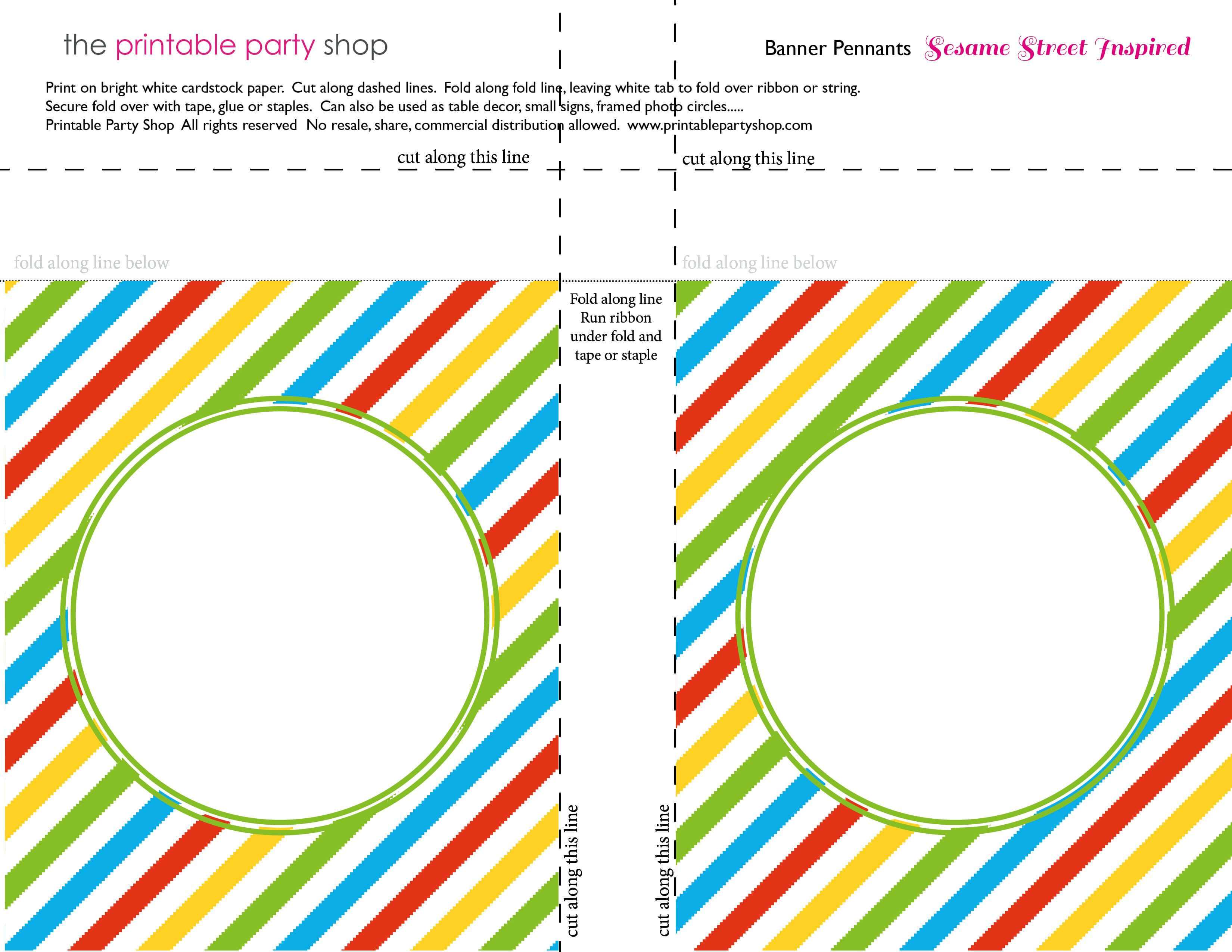 Banner Squares Stripes Sesame Street Printablepartyshop In Staples Banner Template