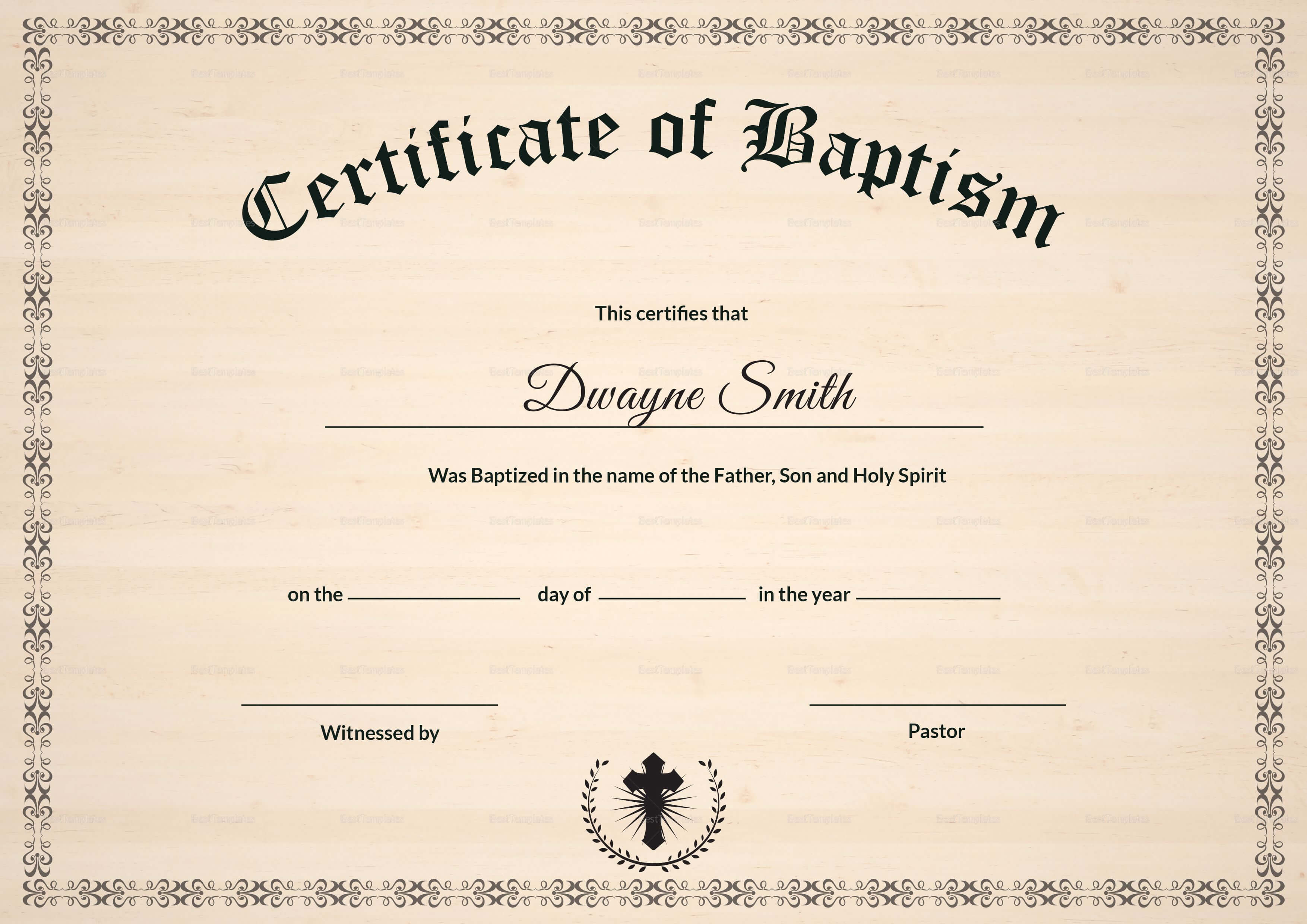 Baptism Certificate Template | Filej | Certificate Templates With Baptism Certificate Template Download