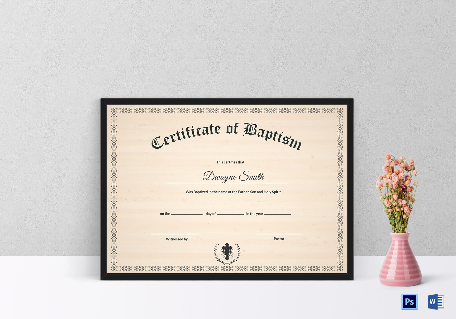Baptism Certificate Template Throughout Baptism Certificate Template Word