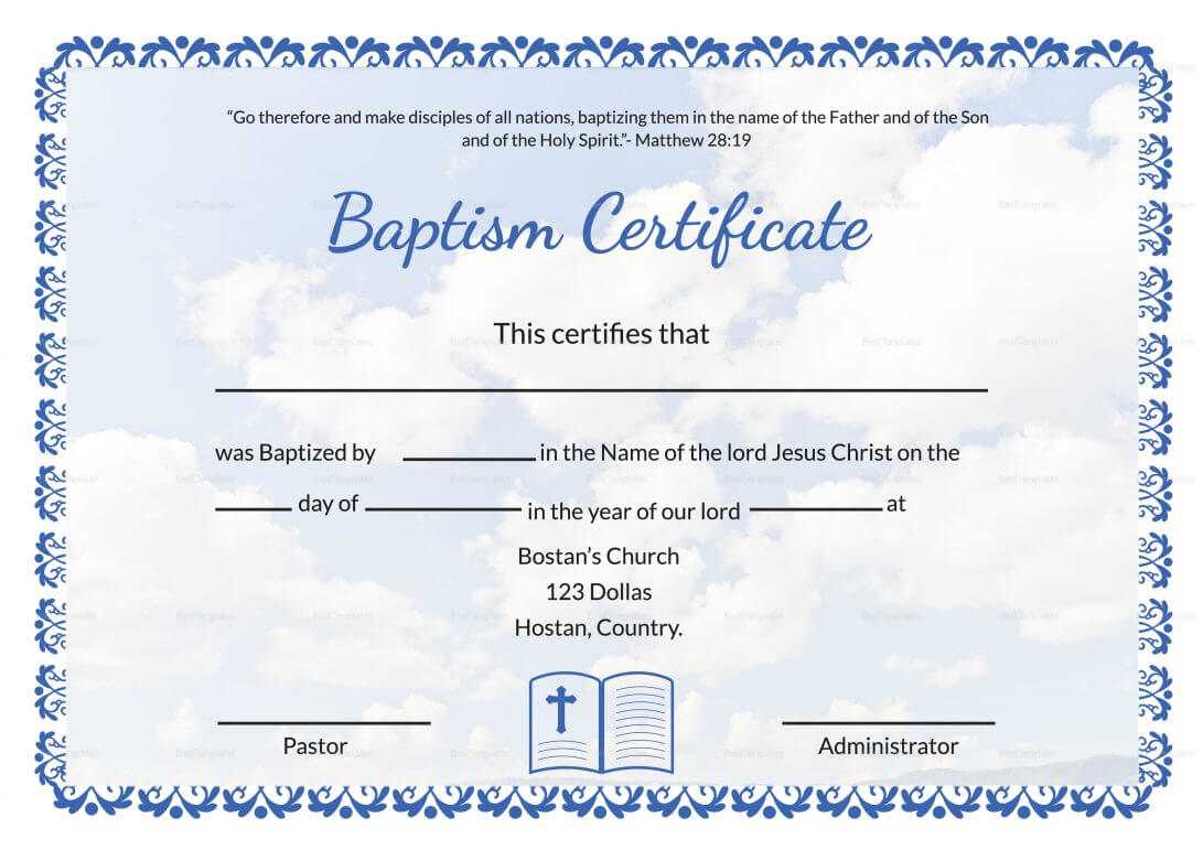 Baptismal Certificate Templates Printable Water Baptism With Baptism Certificate Template Download