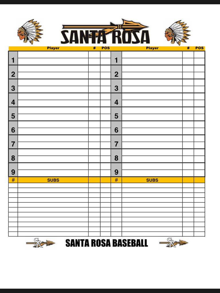 Baseball Dugout Chart | Baseball Dugout, Baseball, Chart For Dugout Lineup Card Template