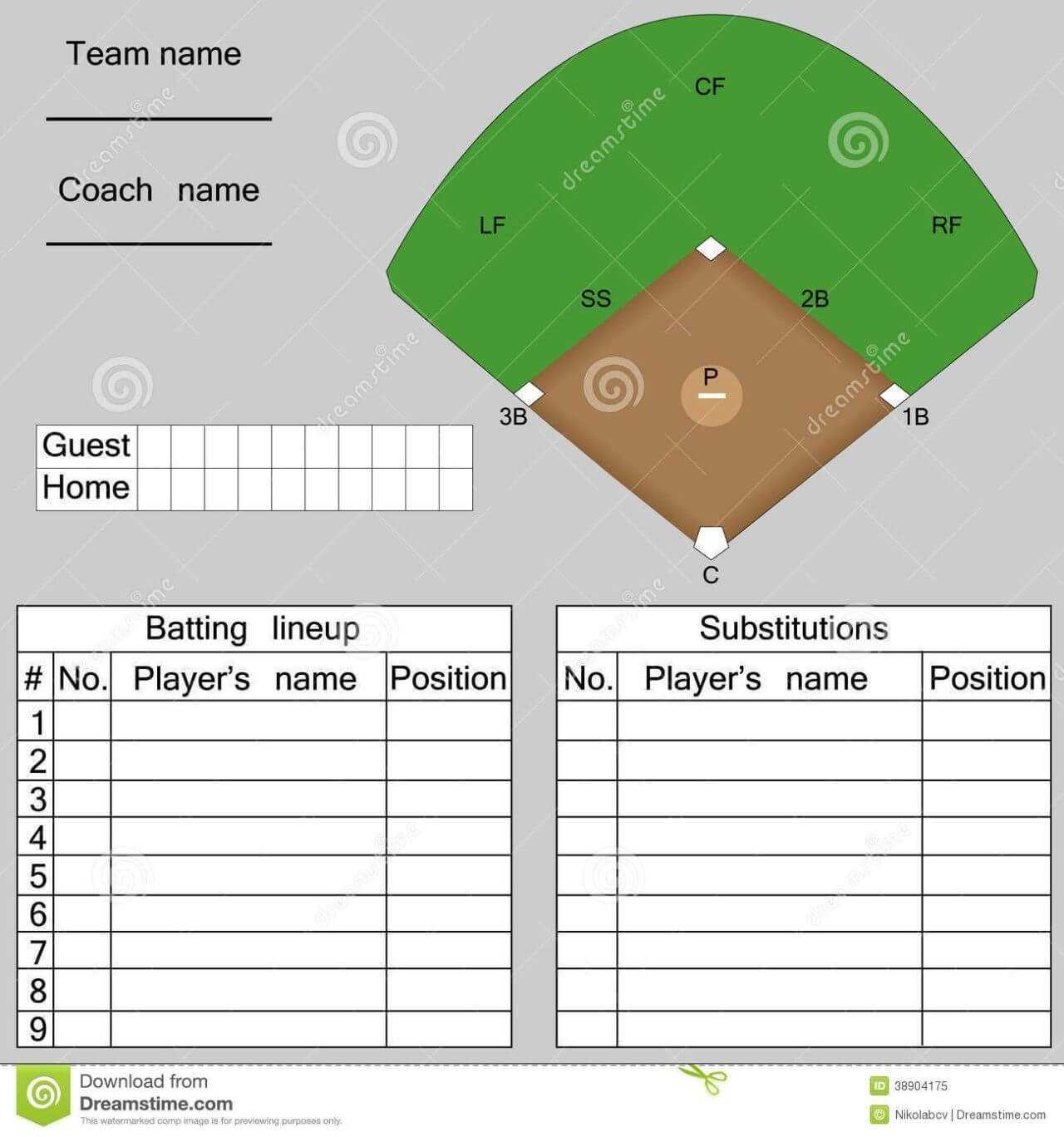 Baseball Lineup Card Template – Free Download | Baseball Inside Dugout Lineup Card Template