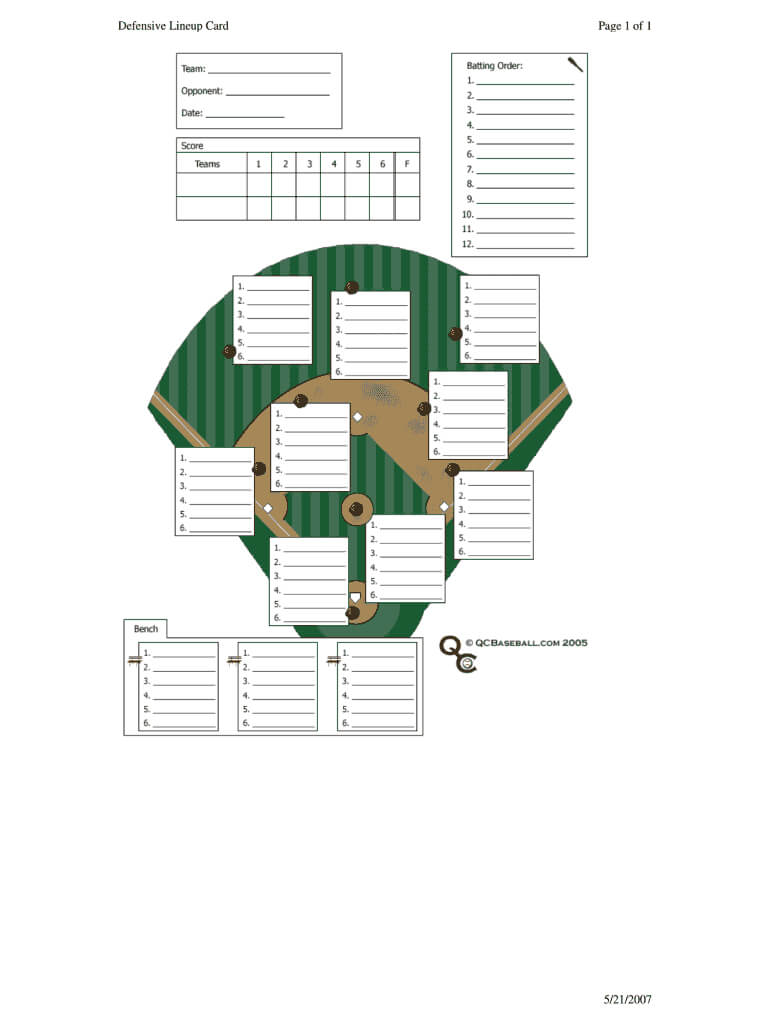 Baseball Lineup Template Fillable – Fill Online, Printable For Softball Lineup Card Template