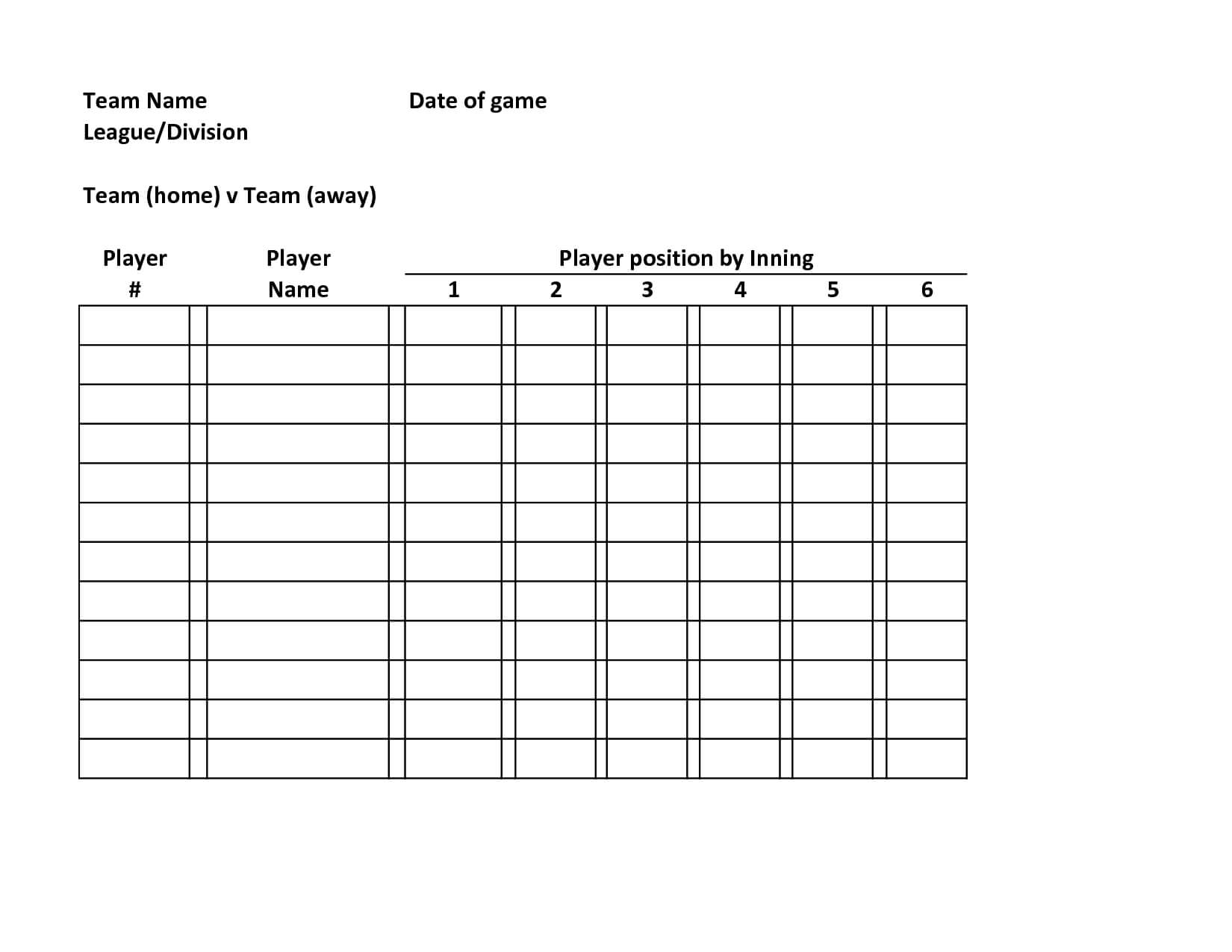 Baseball+Team+Roster+Template | Baseball Lineup, Football In Baseball Lineup Card Template
