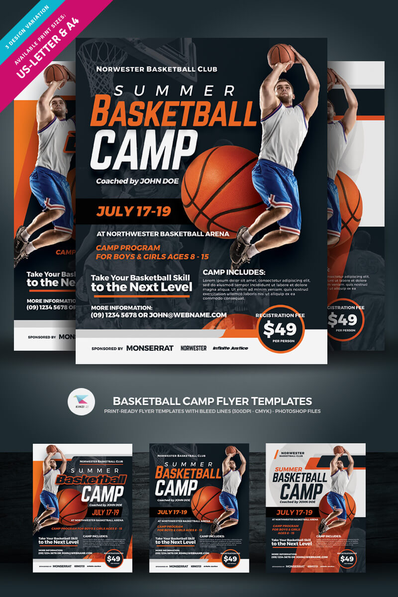 Basketball Camp Flyer Corporate Identity Template Regarding Basketball Camp Brochure Template