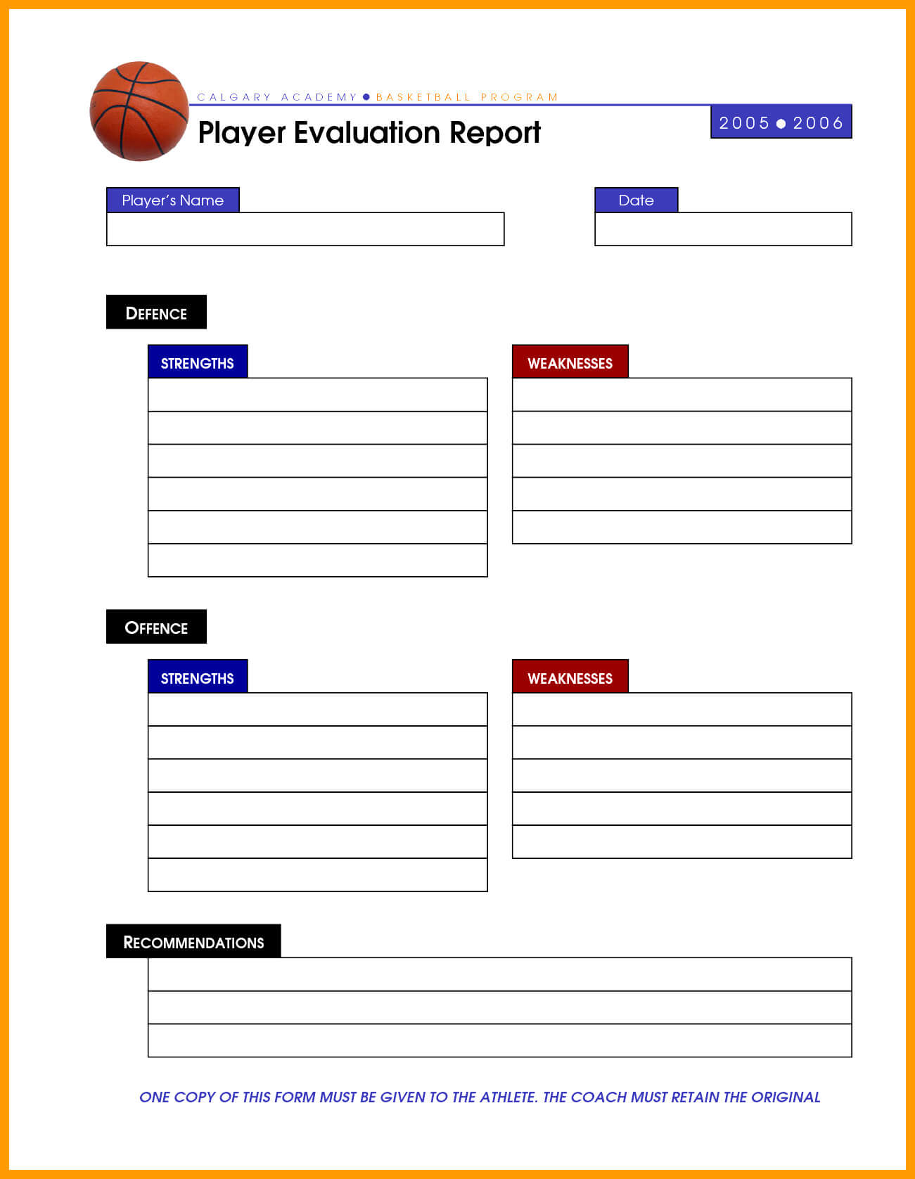 Basketball Scouting Report Template