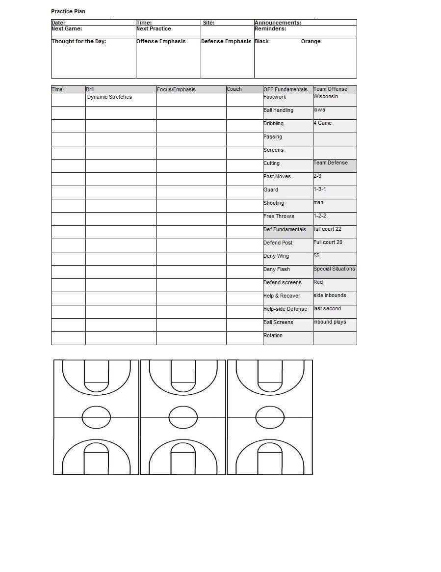 Basketball Practice Plan | Template Sample | Explained In Throughout Baseball Scouting Report Template