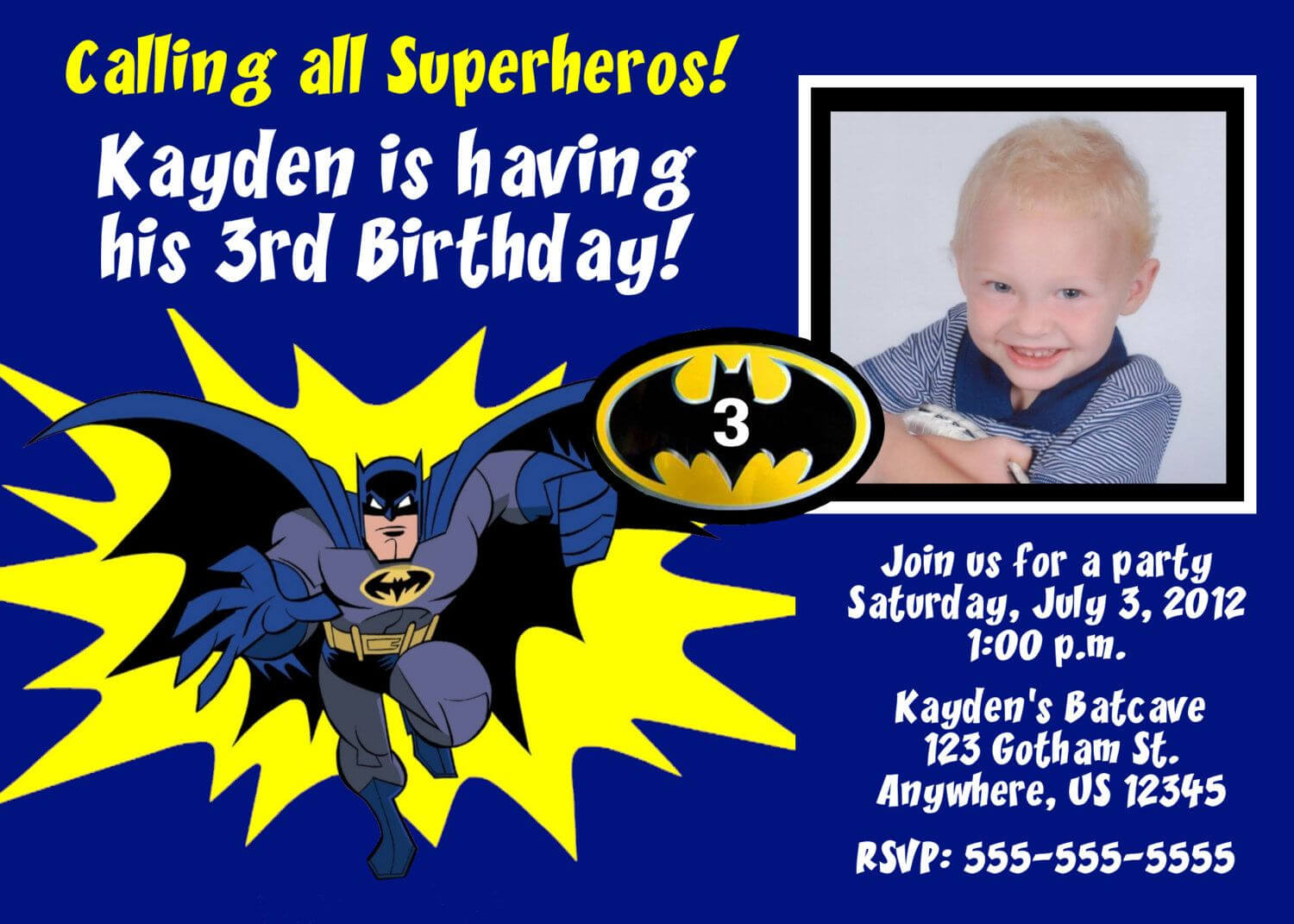 Batman Birthday Invitations Templates Ideas : Batman And Inside Batman Birthday Card Template