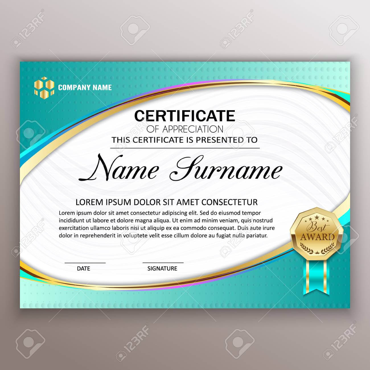 Beautiful Certificate Template Design With Best Award Symbol For Beautiful Certificate Templates