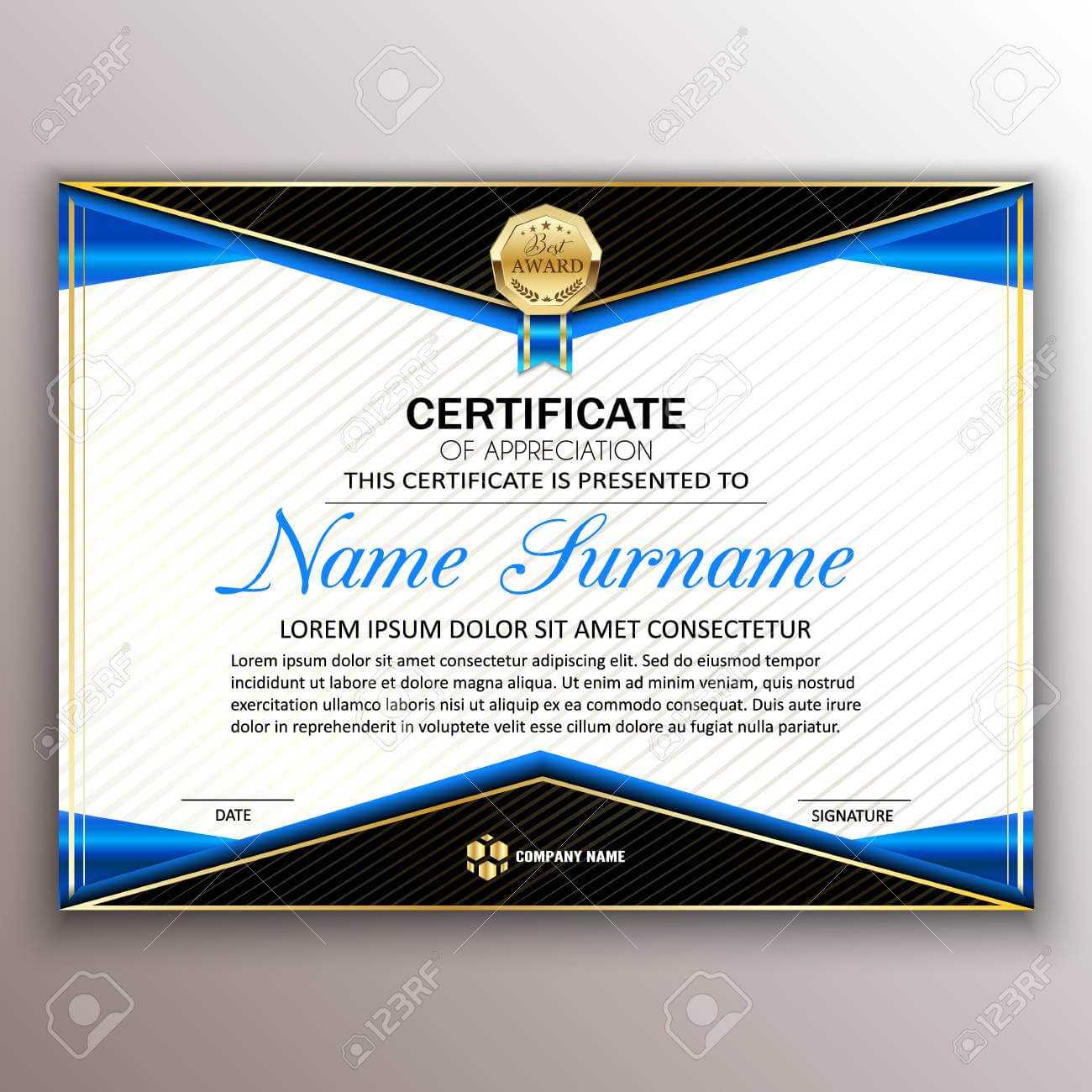 Beautiful Certificate Template Design With Best Award Symbol.. Inside Beautiful Certificate Templates