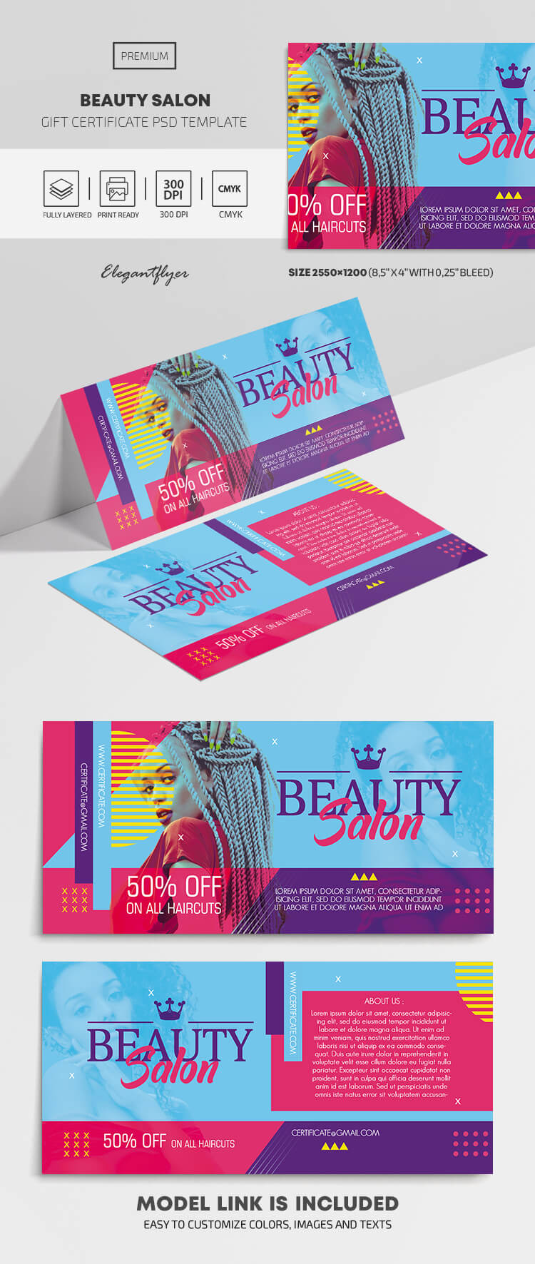 Beauty Salon – Premium Gift Certificate Template In Psd With Gift Certificate Template Photoshop