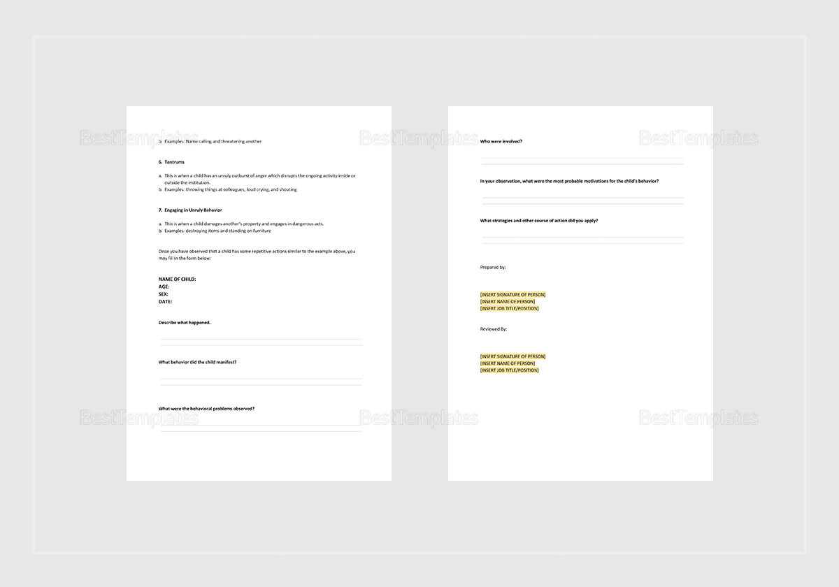 Behaviour Incident Report Template With Regard To Behaviour Report Template