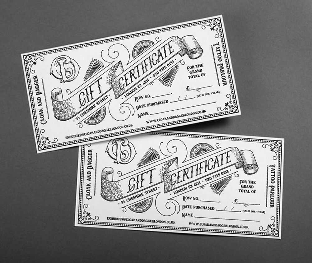 Bespoke, Hand Drawn Illustrative Gift Certificates And Regarding Tattoo Gift Certificate Template