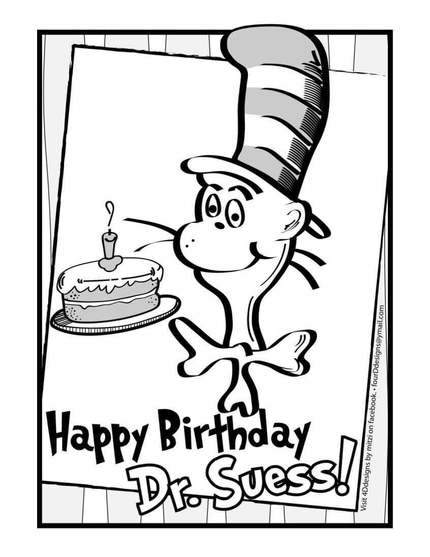 Best Coloring Pages: Happy Birthday Dr Seuss Coloring Free Within Dr Seuss Birthday Card Template