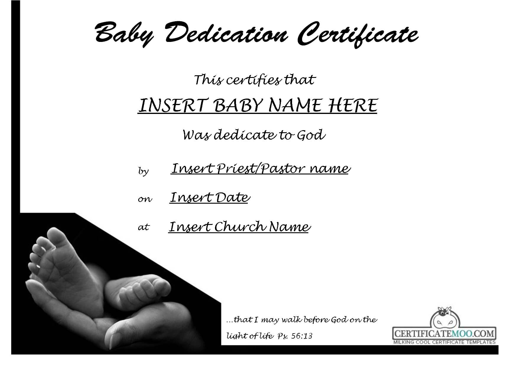 Best Photos Of Baby Certificate Template – Free Printable Throughout Baby Dedication Certificate Template