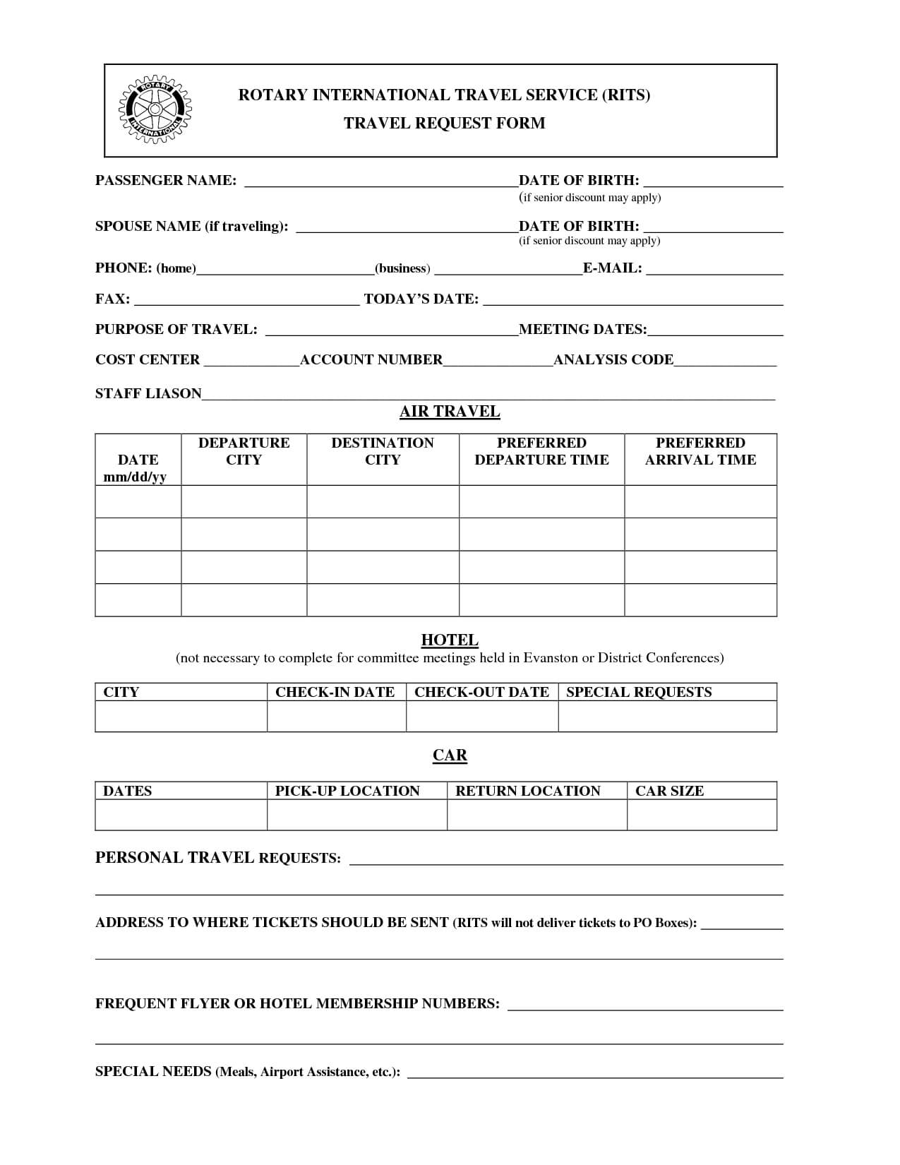 Best Photos Of Business Travel Request Form Template Within Travel Request Form Template Word