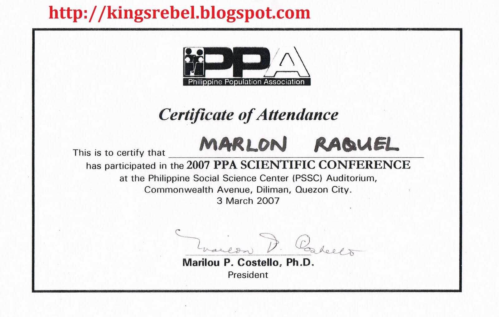 Best Photos Of Examples Of Certificate Of Attendance In Conference Certificate Of Attendance Template