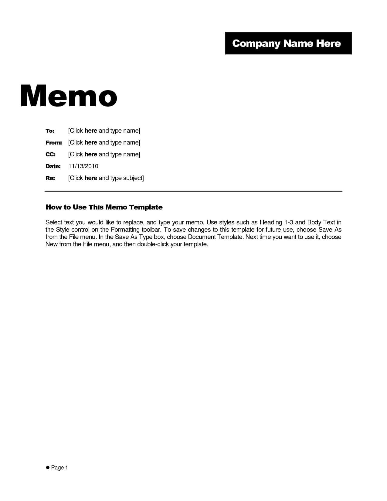 Best Photos Of Free Memo Templates Word Document ...