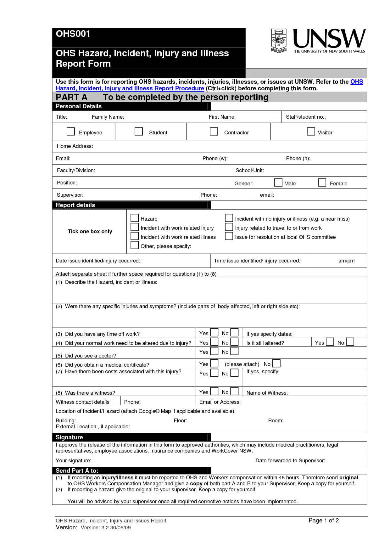 Best Photos Of Injury Incident Report Form – Injury Incident With Regard To Hazard Incident Report Form Template