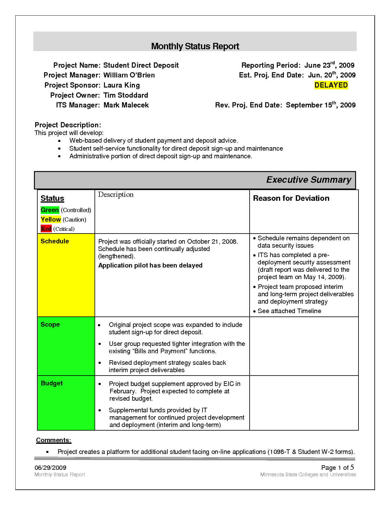 Best Photos Of Monthly Status Report Template – Weekly With Project Monthly Status Report Template