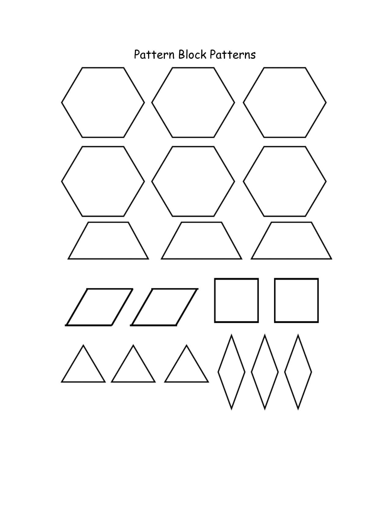 Best Photos Of Pattern Blocks Template Printables – Pattern Inside Blank Pattern Block Templates