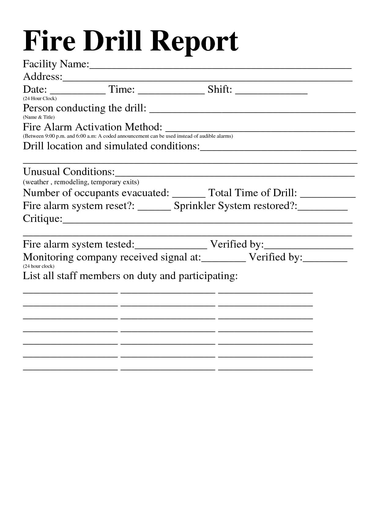 Best Photos Of Post Fire Drill Report – Fire Drill Report In Fire Evacuation Drill Report Template