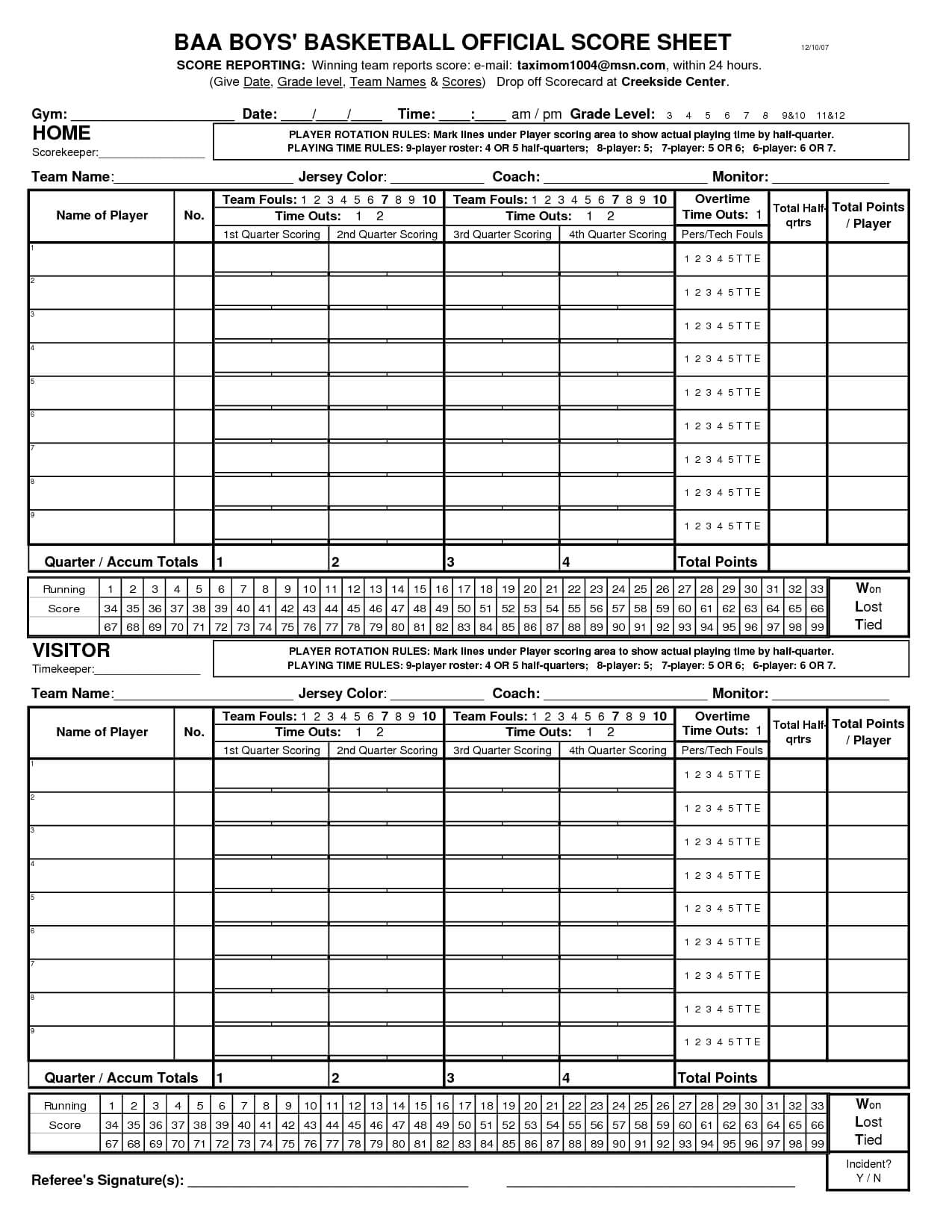 Best Photos Of Printable Score Sheets – Printable Basketball Throughout Bridge Score Card Template