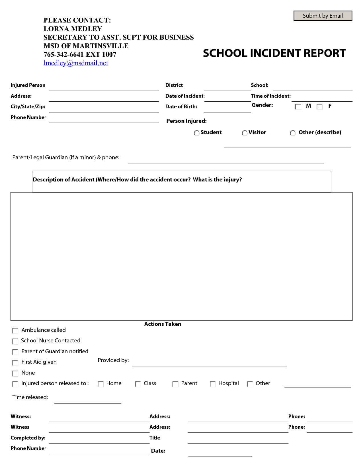 Best Photos Of School Incident Report Form Template – School With Regard To School Incident Report Template