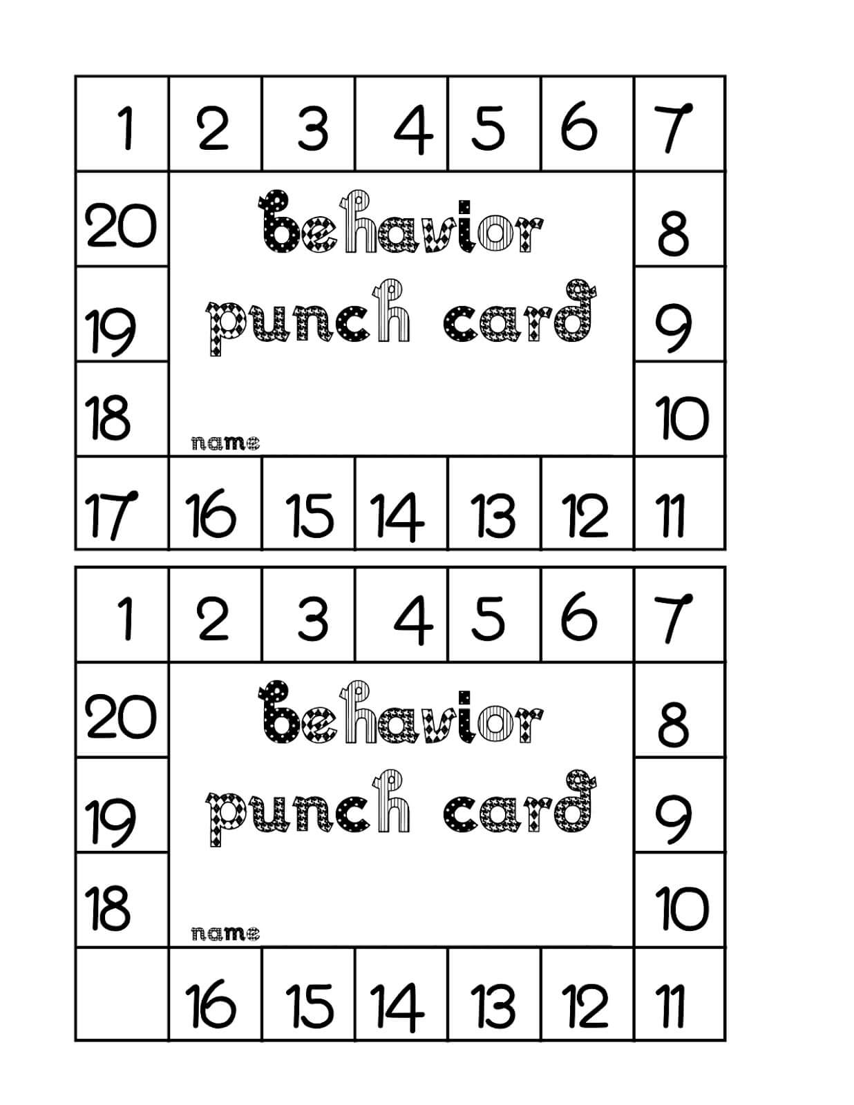 Best Photos Of Student Punch Card Template - Free Printable For Reward Punch Card Template