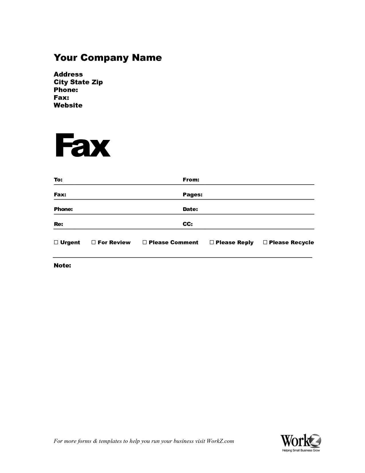 B>Fax</b> <B>Cover</b> <B>Sheet</b> Sample <B>Template</b Intended For Fax Template Word 2010